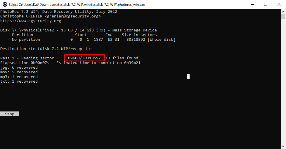 photorec recovery