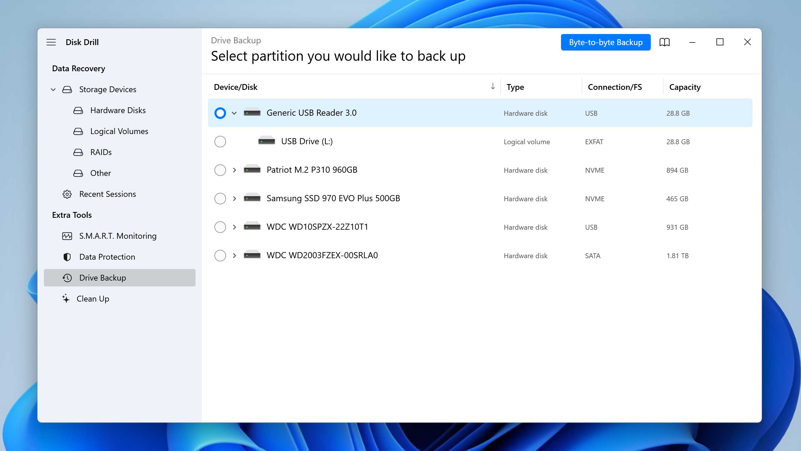 backing up using disk drill